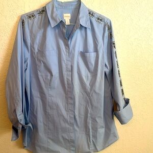 Chicos beaded button down size 2 (L)